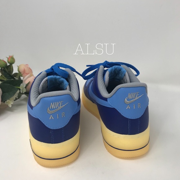 Nike Custom Air Force 1’07 Leather Blue Yellow W - Picture 5 of 8